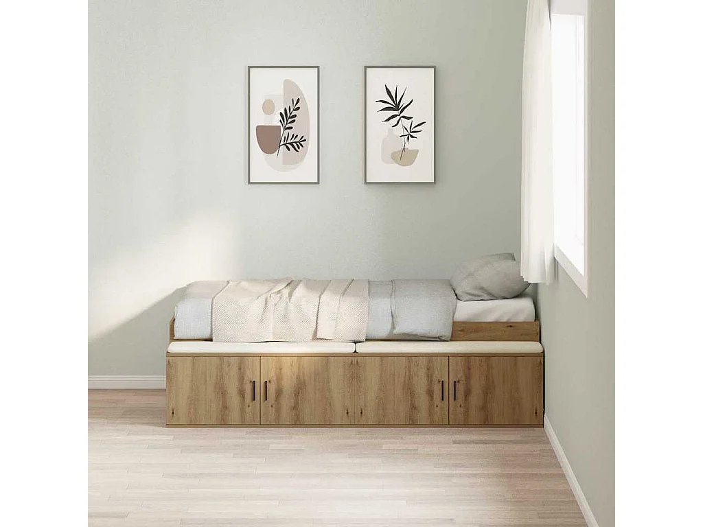 Cadre de lit avec rangement chêne artisanal 100 x 200 cm