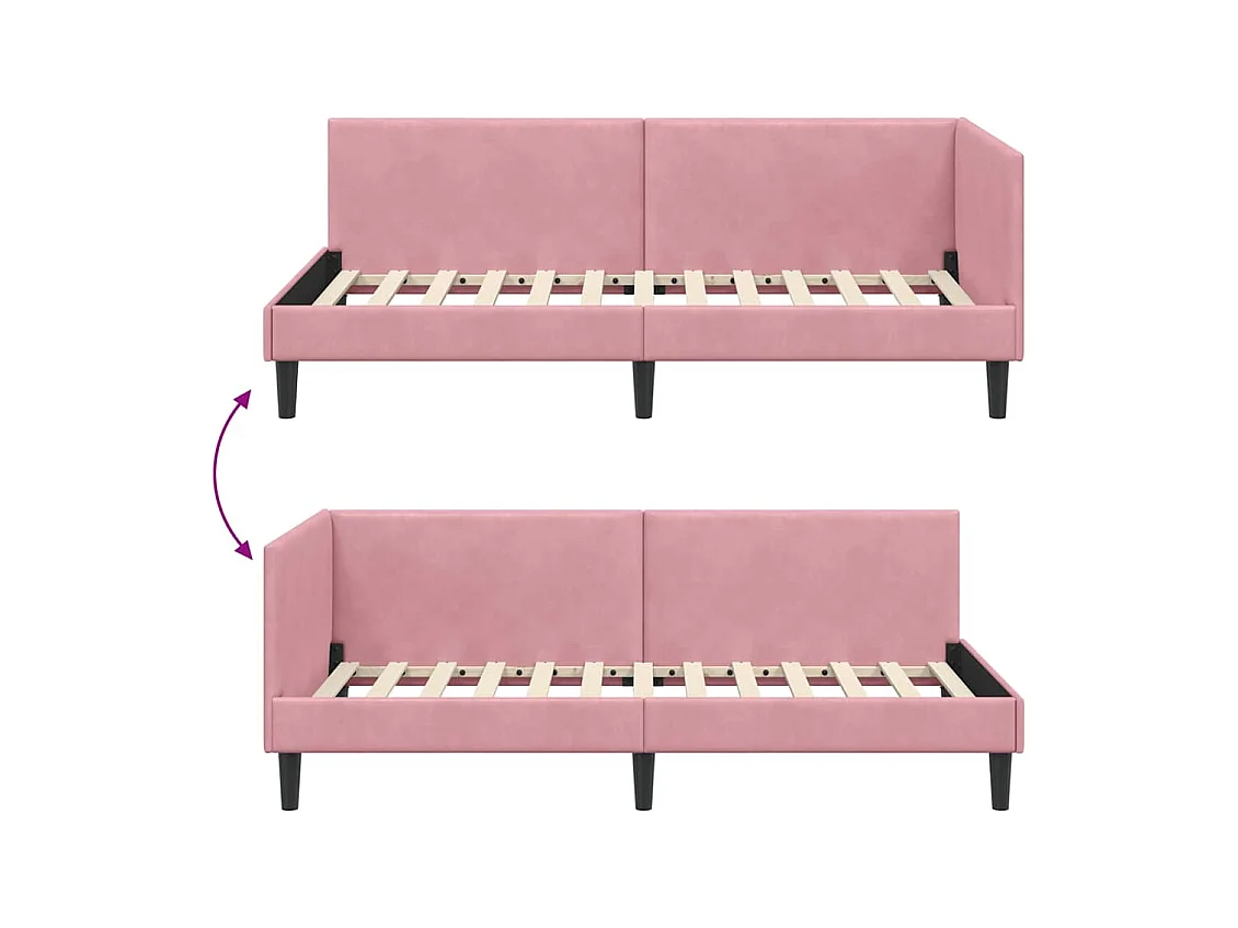 Cadre de lit d'angle Autre avec tête de lit Rose 100 x 200 cm