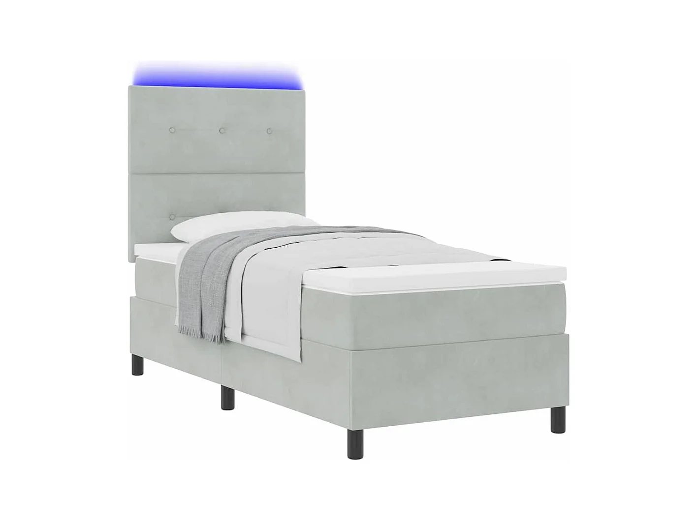 Cama tipo Box Spring Gris Claro 100 x 200 cm Terciopelo