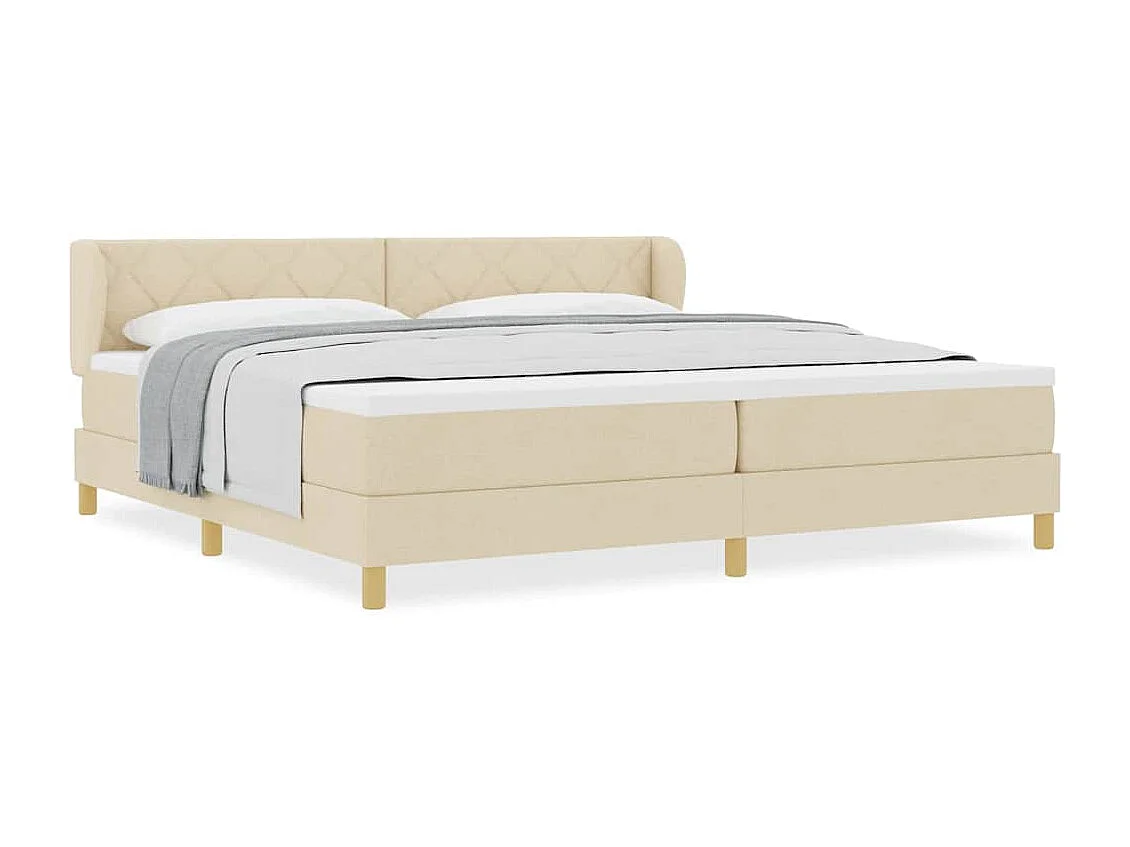 Cadre de lit avec Matelas Crème 90x200 cm Tissu Crème