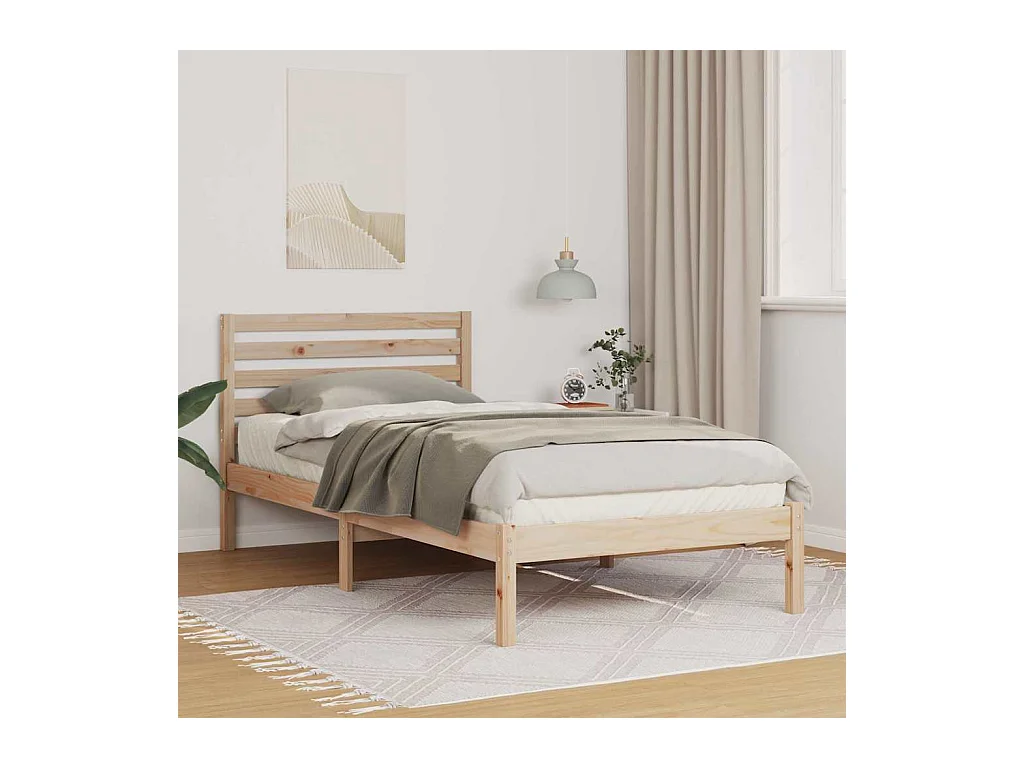 Estructura de cama Marrón 100 x 200 cm Madera maciza de pino