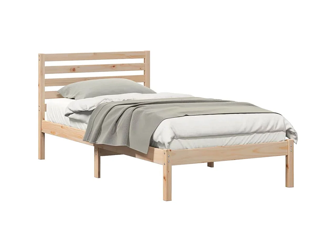 Estructura de cama Marrón 100 x 200 cm Madera maciza de pino