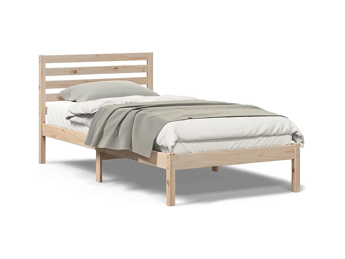 Estructura de cama Marrón 100 x 200 cm Madera maciza de pino