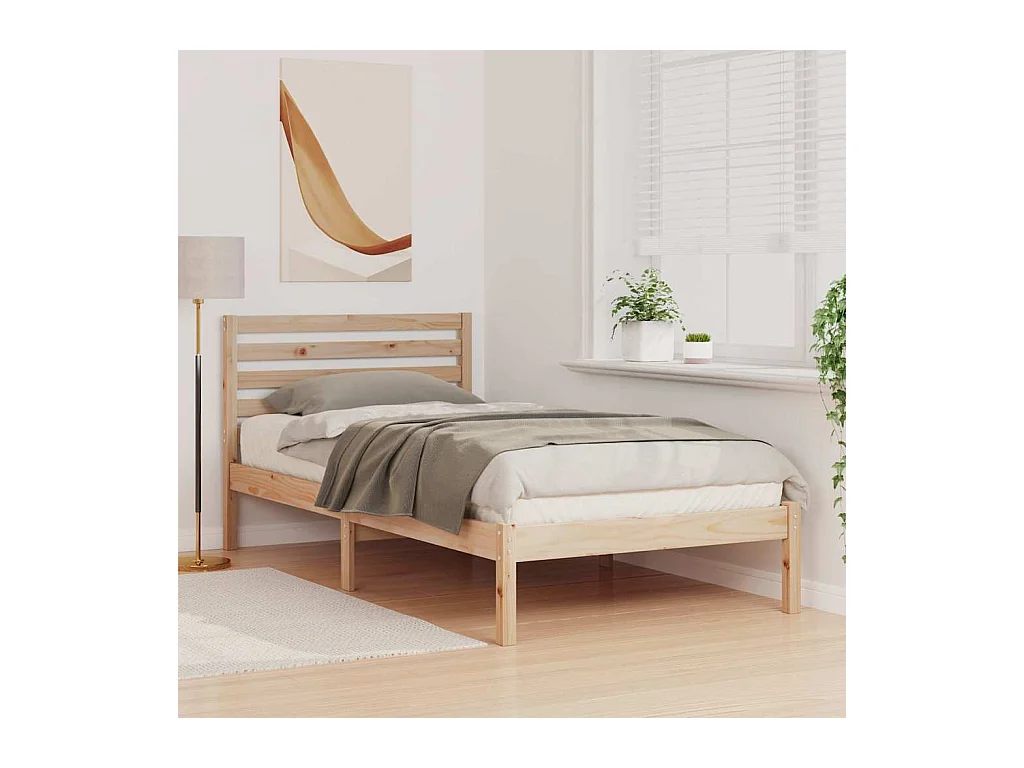 Estructura de cama Marrón 100 x 200 cm Madera maciza de pino