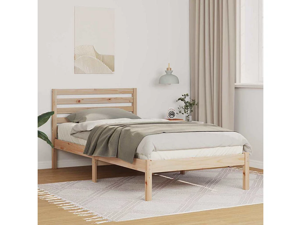 Bedframe met hoofdeinde Bruin 100 x 200 cm Massief grenenhout