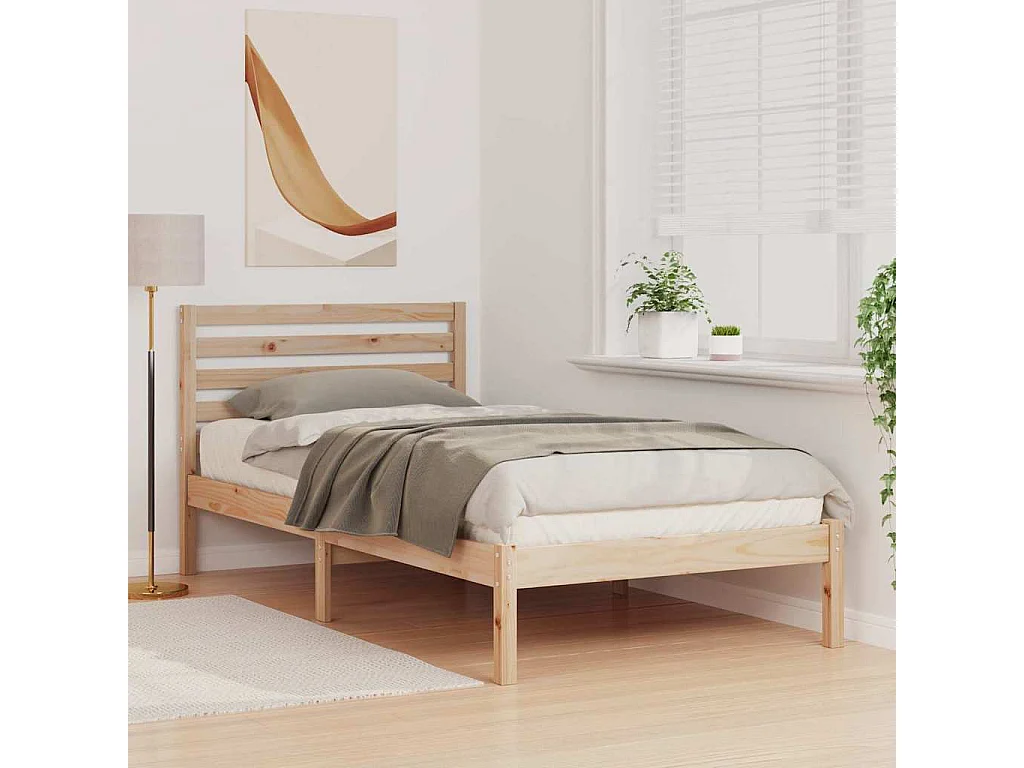 Bedframe met hoofdeinde Bruin 100 x 200 cm Massief grenenhout