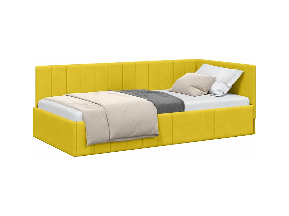 Estructura de cama en esquina Amarillo 90 x 190 cm Terciopelo