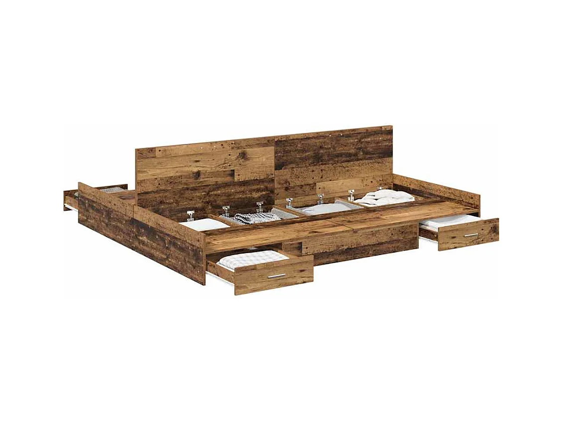 Cadre de lit avec rangement Bois ancien 200 x 200 cm