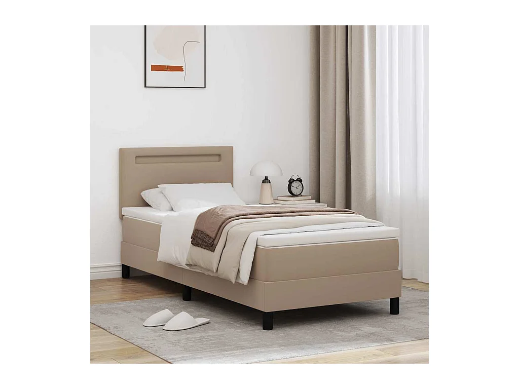 Cadre de lit avec matelas Cappuccino 100 x 200 cm Faux cuir