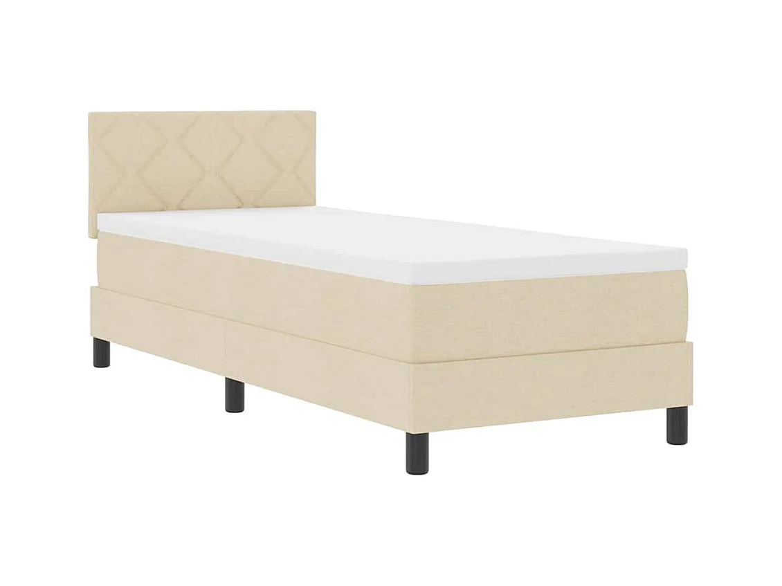 Cadre de lit avec matelas avec matelas Crème 80 x 200 cm tissu