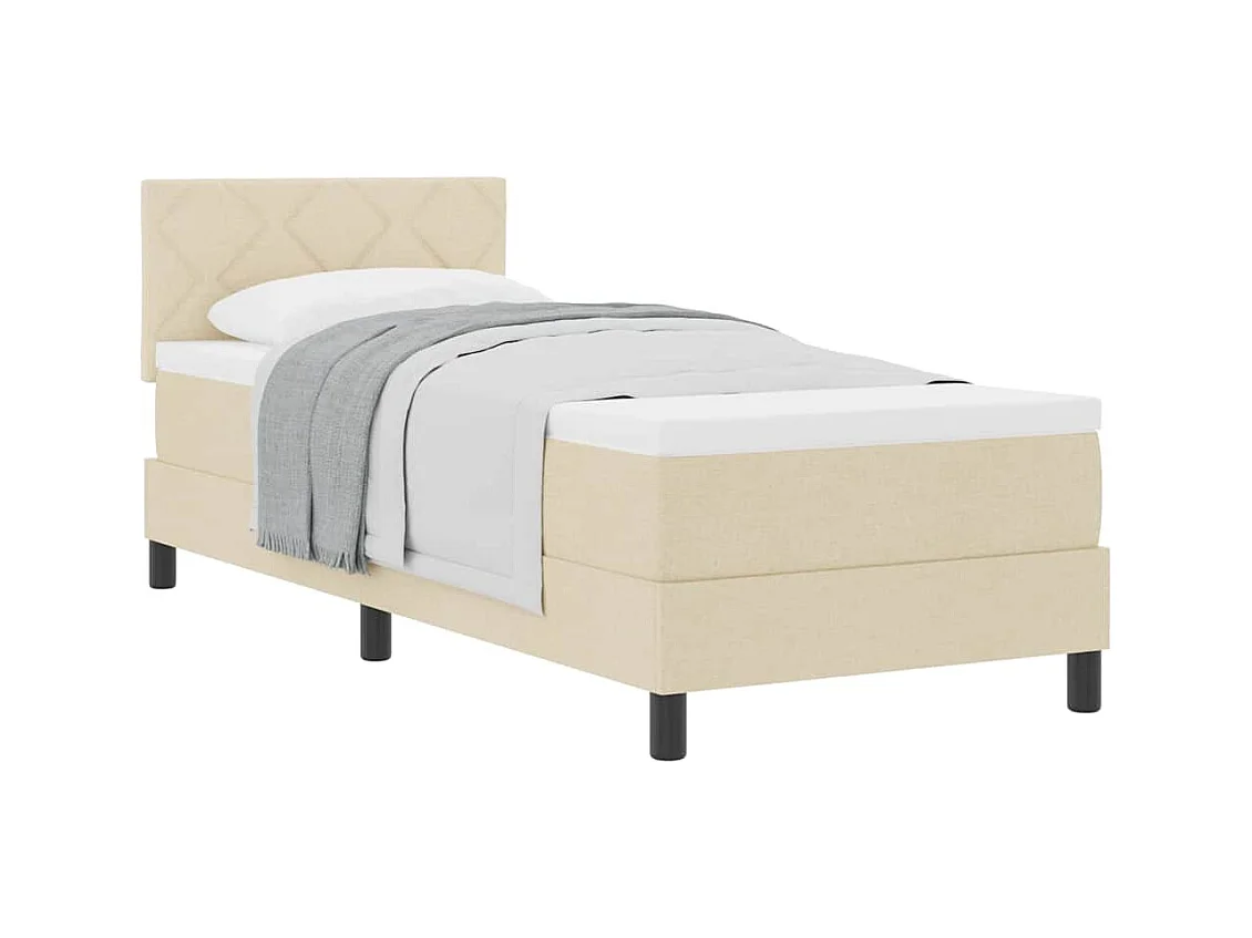 Cadre de lit avec matelas avec matelas Crème 80 x 200 cm tissu