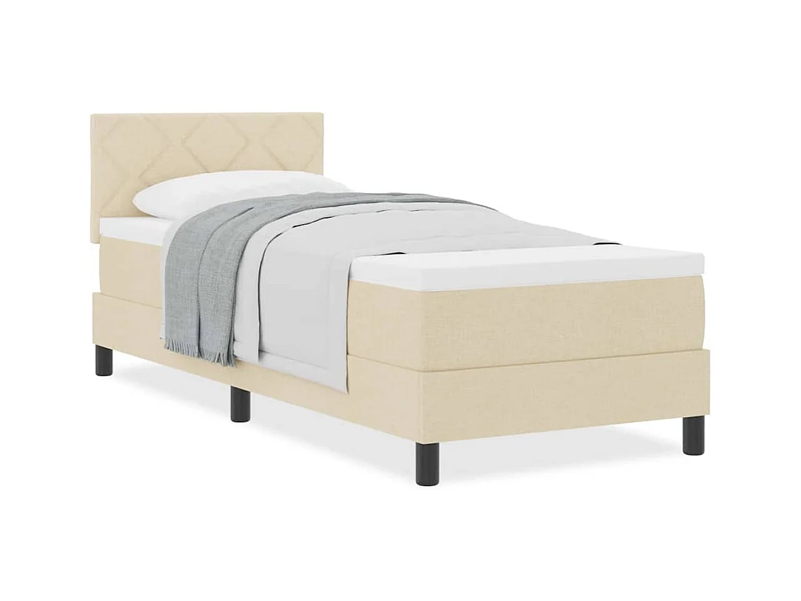 Cadre de lit avec matelas avec matelas Crème 80 x 200 cm tissu