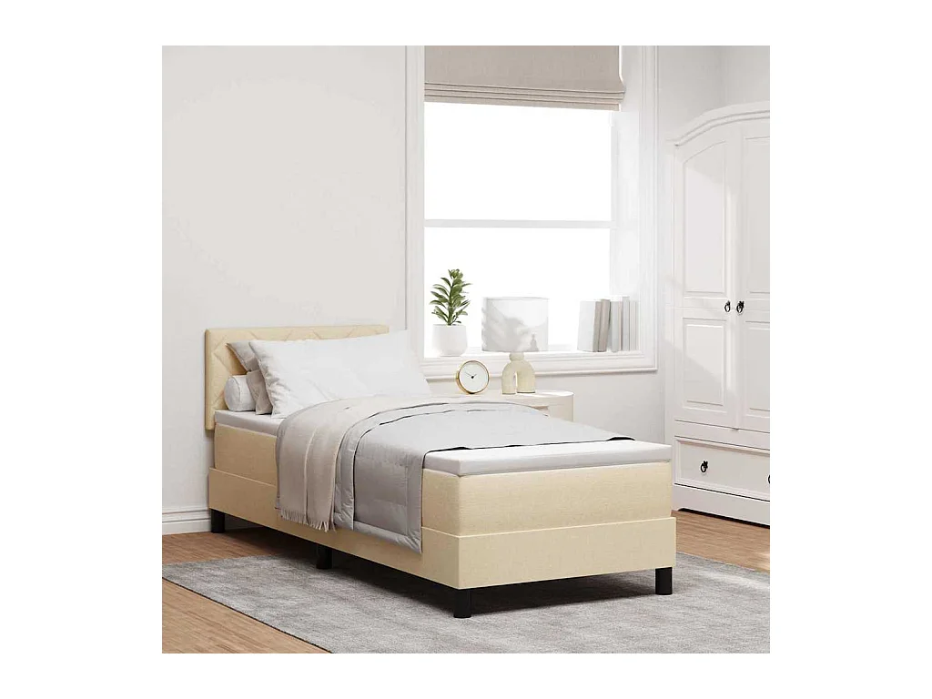 Cama box spring con colchón con colchón Crema 80 x 200 cm tela