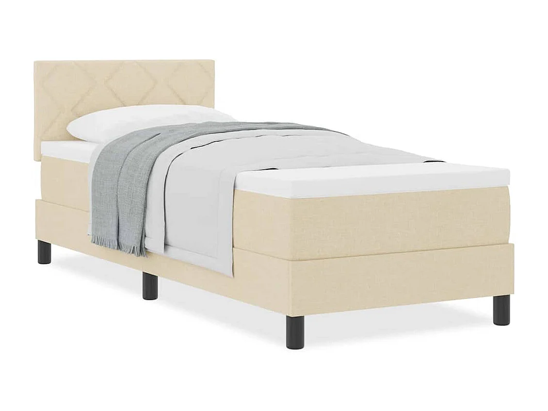 Cadre de lit avec matelas avec matelas Crème 80 x 200 cm tissu