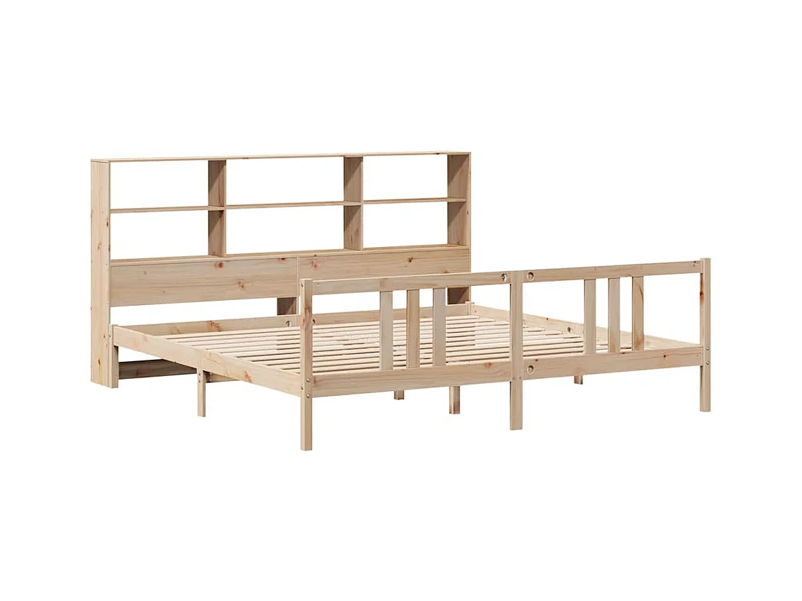 Cama con estantería sin colchón madera maciza de pino 180x200cm