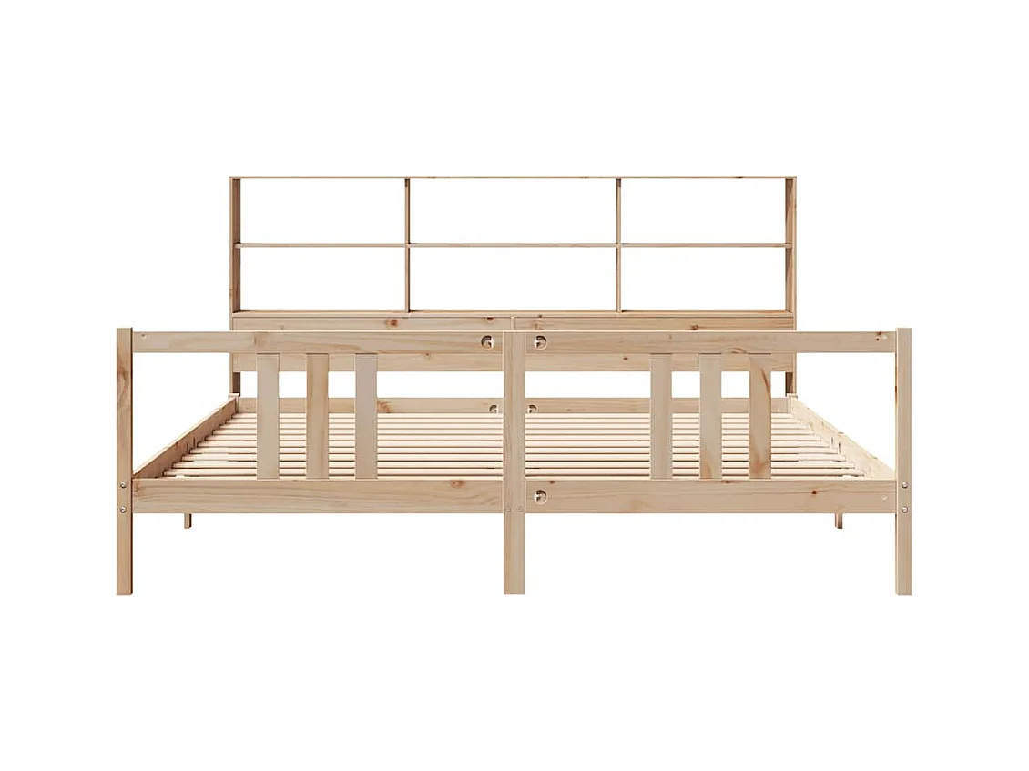 Cama con estantería sin colchón madera maciza de pino 180x200cm