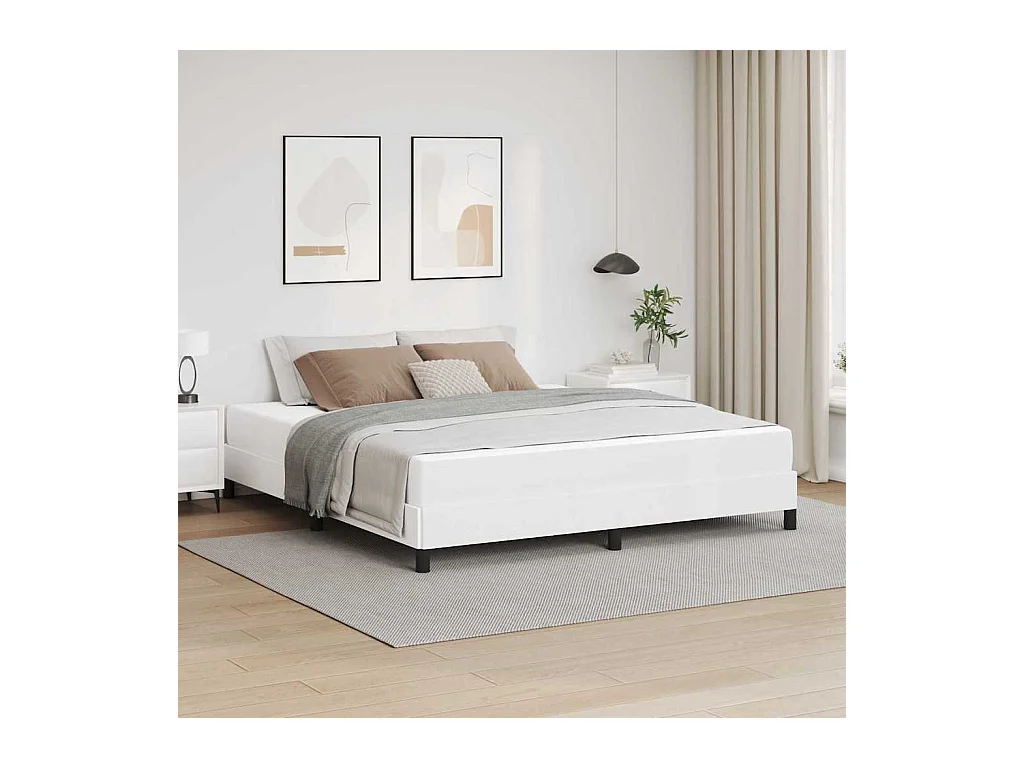 Cama con colchón Blanco puro 180 x 200 cm Cuero sintético