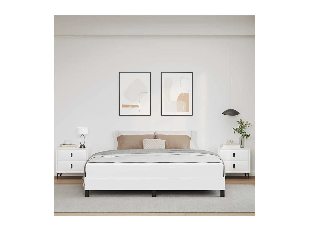 Cama con colchón Blanco puro 180 x 200 cm Cuero sintético