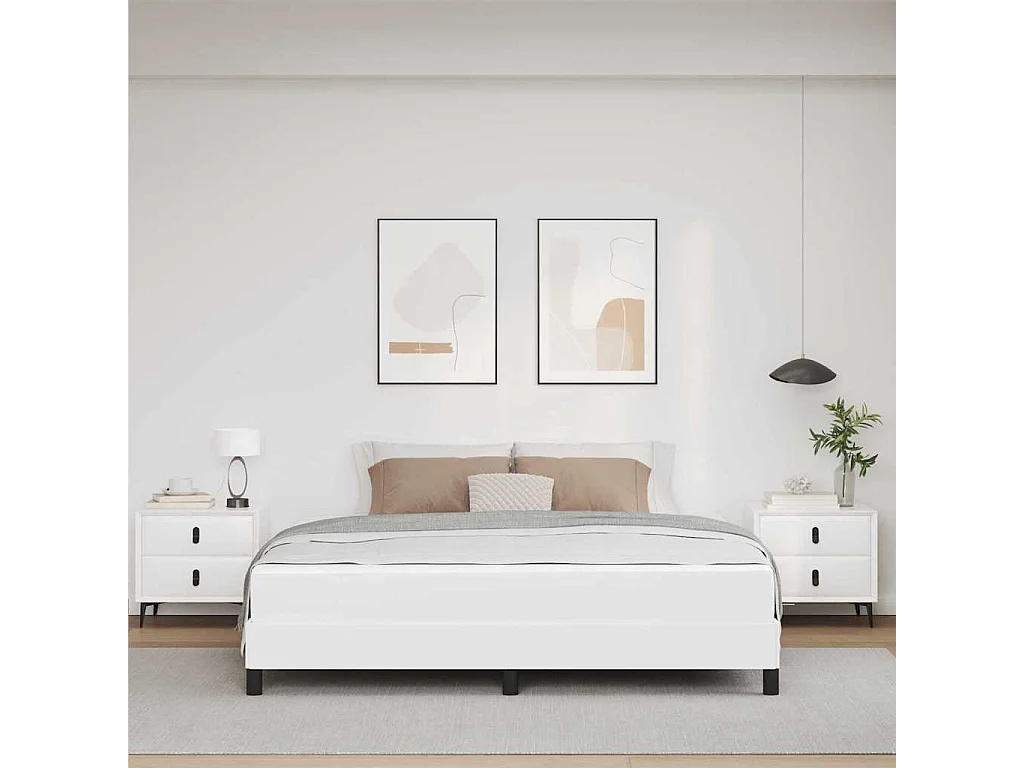 Cama con colchón Blanco puro 180 x 200 cm Cuero sintético
