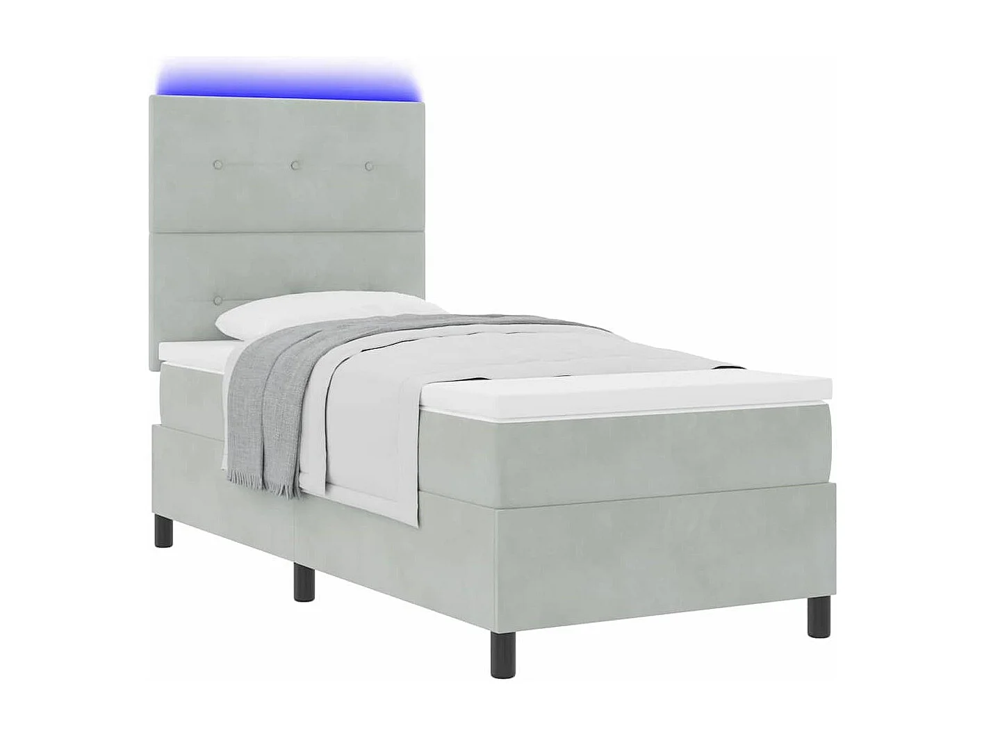 Cama tipo Box Spring Gris Claro 80 x 200 cm Terciopelo