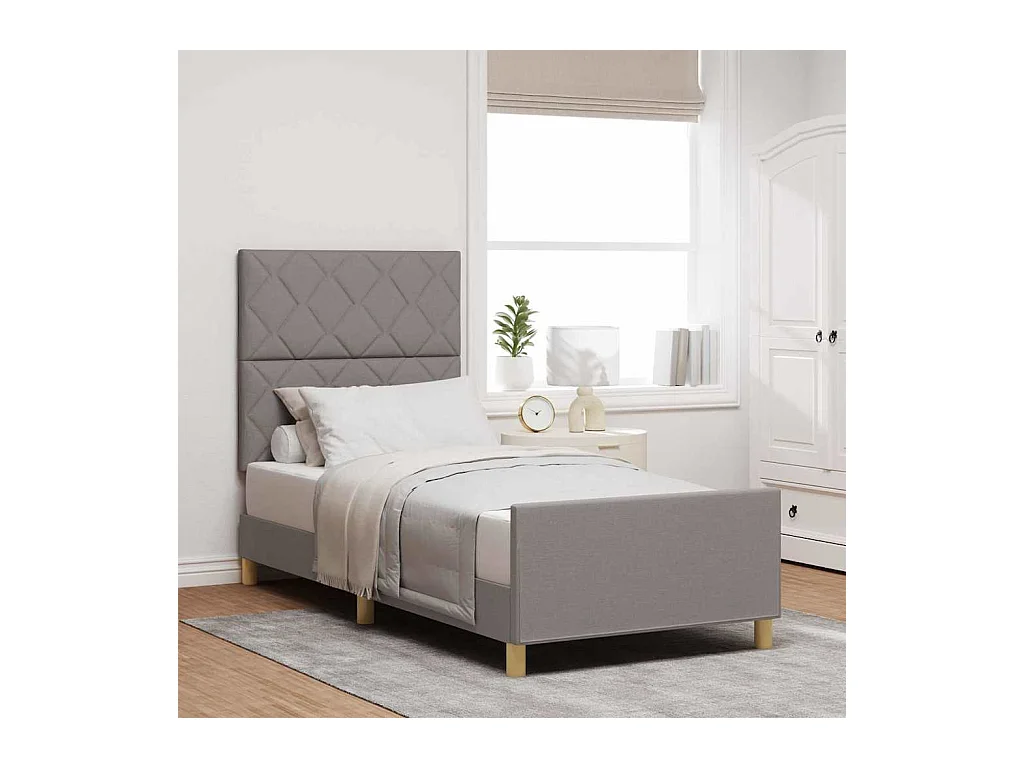 Cadre de lit avec tête de lit Taupe 100 x 200 cm tissu