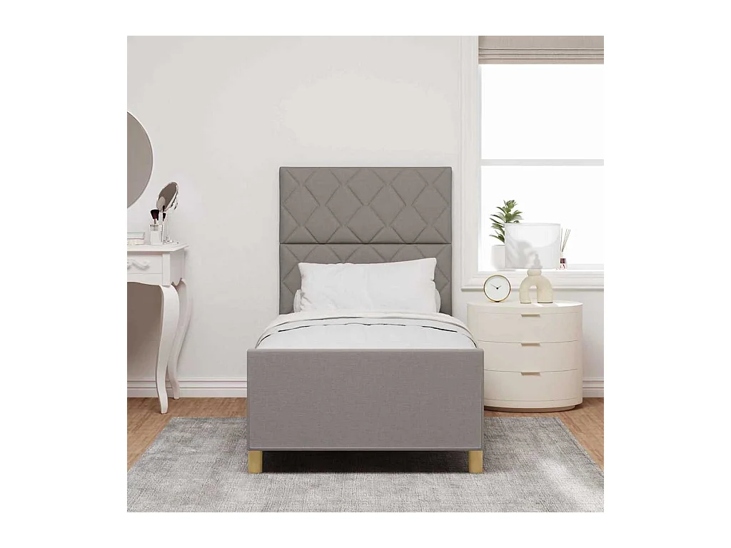 Cadre de lit avec tête de lit Taupe 100 x 200 cm tissu