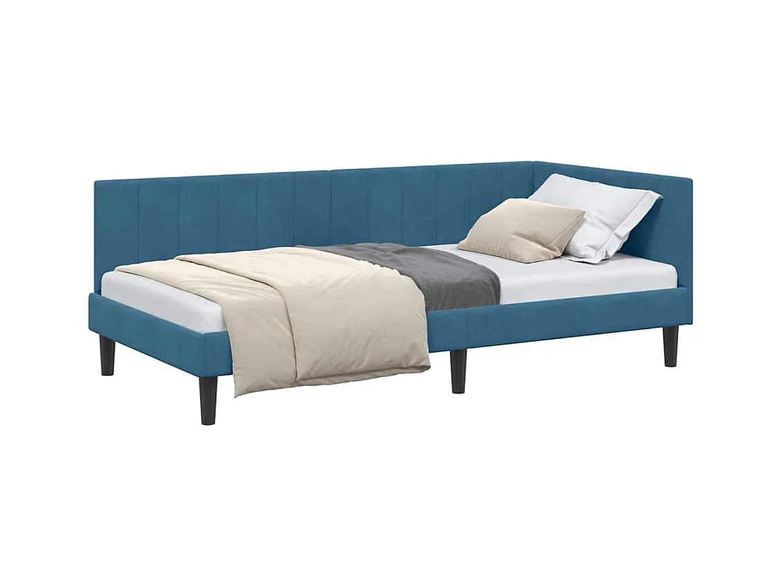 Estrutura de Cama de Canto Azul 90 x 200 cm Veludo