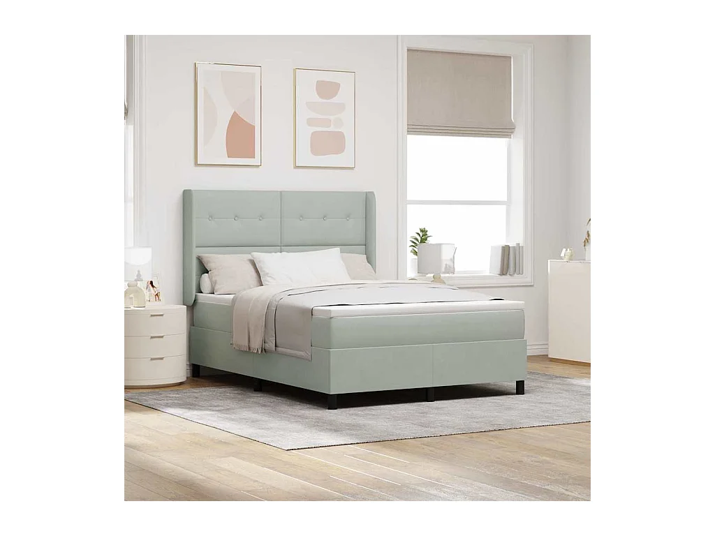 Cadre de lit avec Matelas LED Gris clair 160 x 200 cm Velours