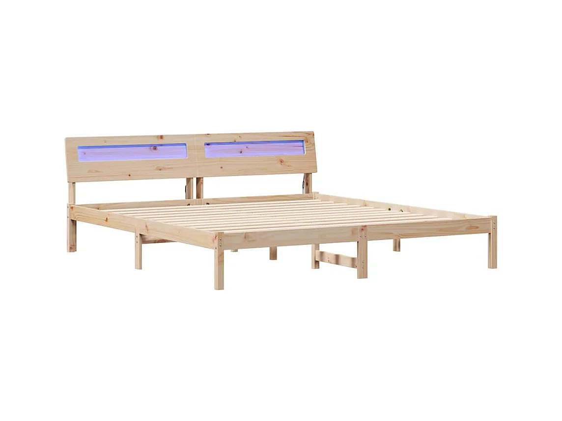 Estrutura da Cama com luzes de tira LED Castanho 200 x 200 cm