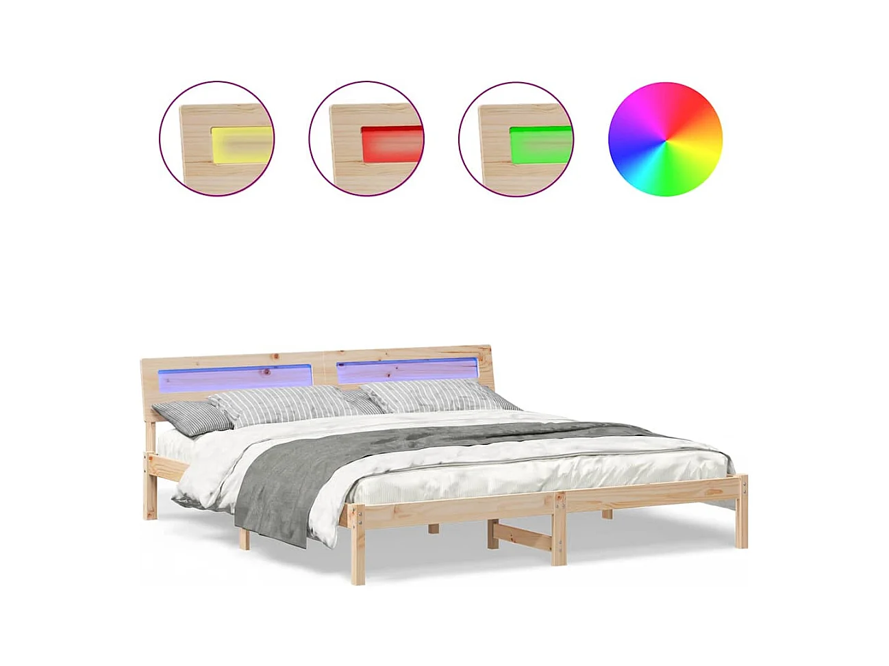 Estrutura da Cama com luzes de tira LED Castanho 200 x 200 cm