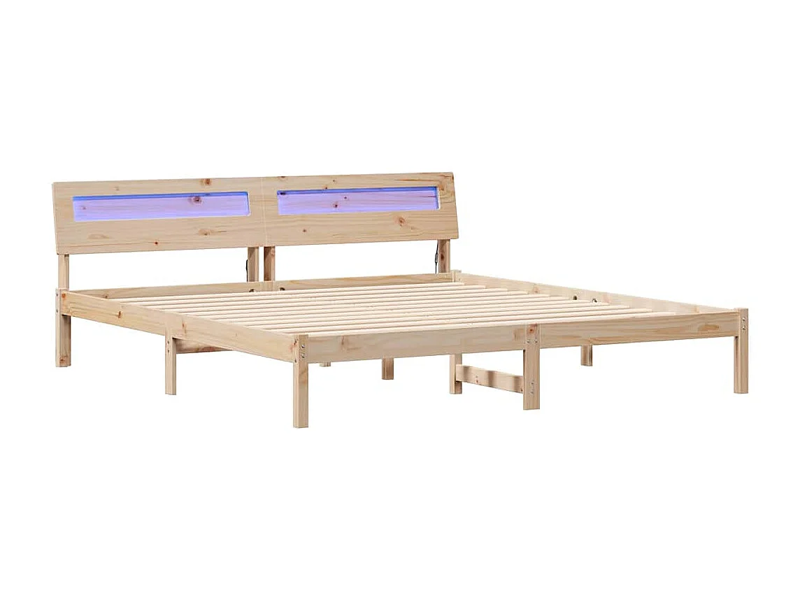 Estructura de cama con luces de tiras LED Marrón 200 x 200 cm