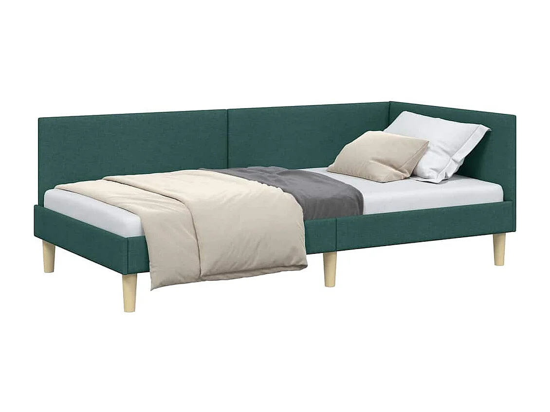 Estructura de cama en esquina Otro Verde oscuro 100 x 200 cm