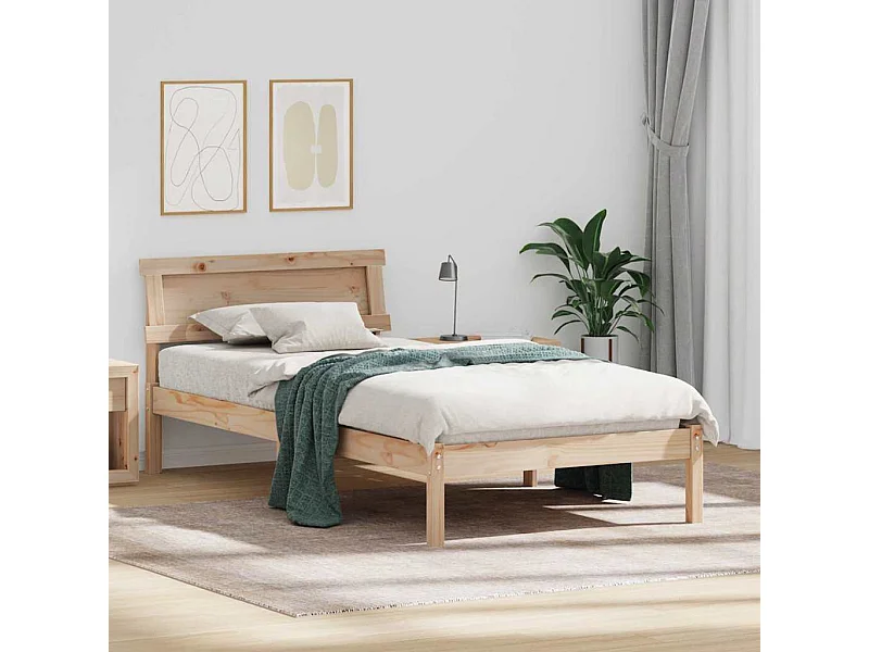 Estructura de cama Marrón 90 x 190 cm Madera maciza de pino