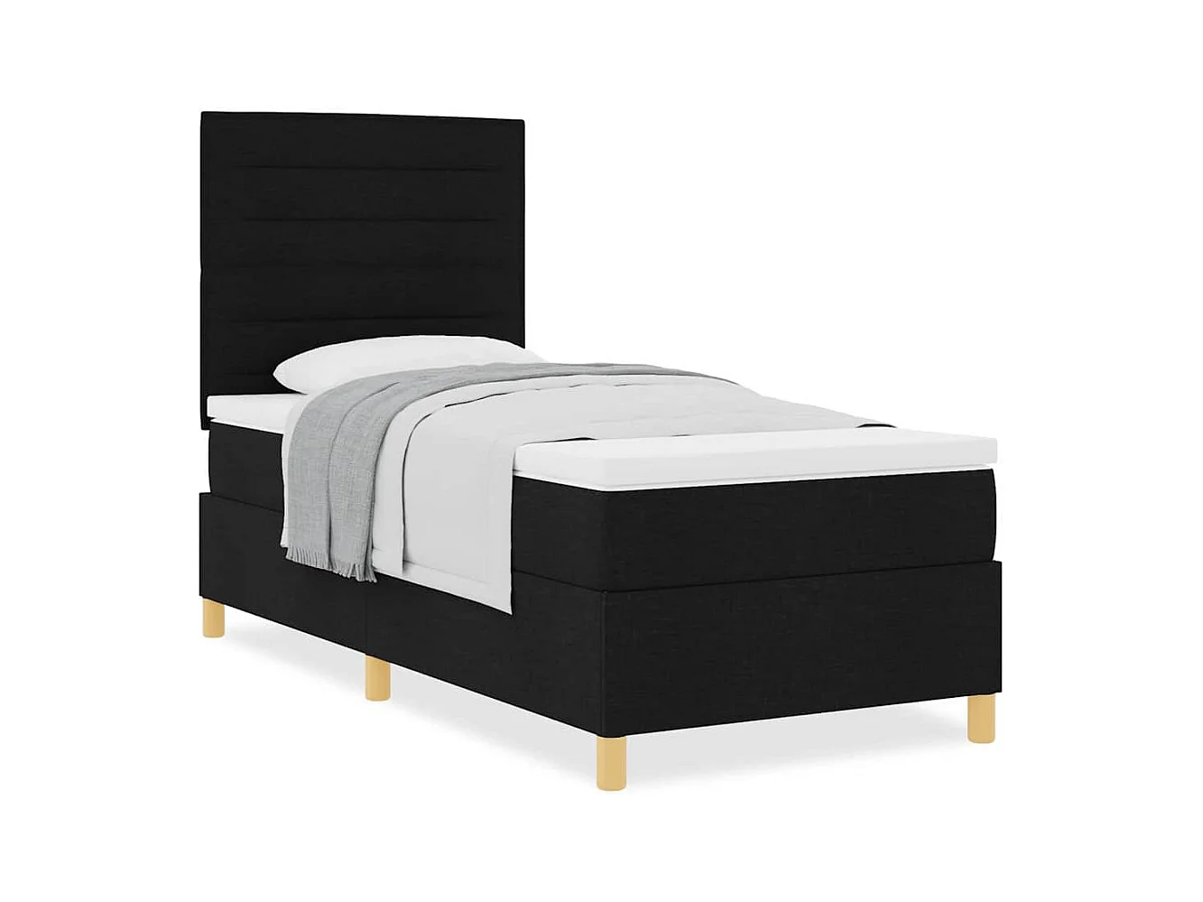 Cadre de lit avec tête de lit Noir 100 x 200 cm tissu