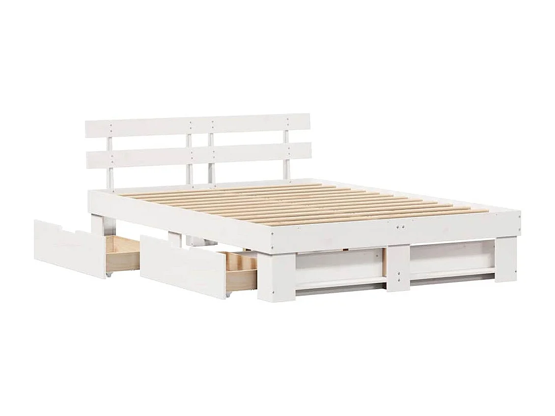 Estrutura da Cama Branco 150 x 200 cm Madeira de pinho maciça