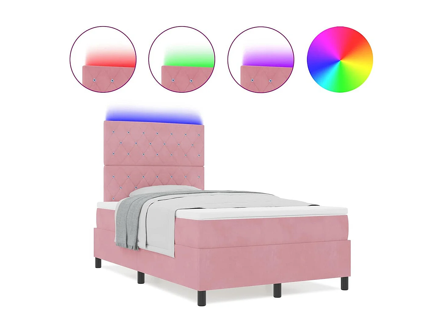 Cadre de lit avec matelas Rose 120 x 190 cm Velours