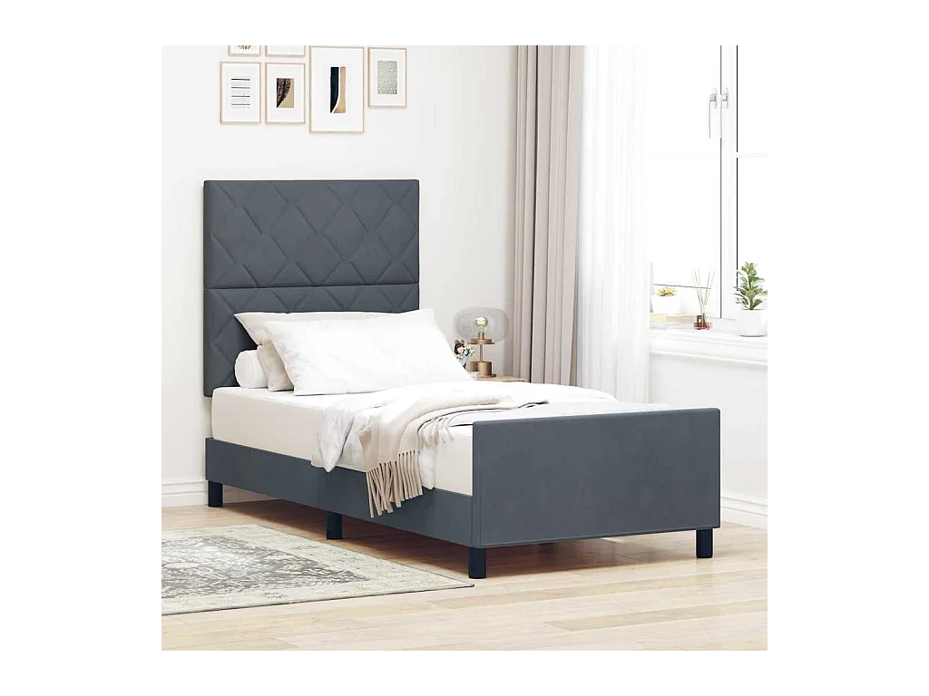 Estructura de cama Gris oscuro 100 x 200 cm Terciopelo