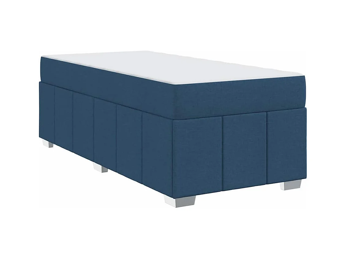 Cadre de lit avec matelas Bleu 120 x 190 cm tissu