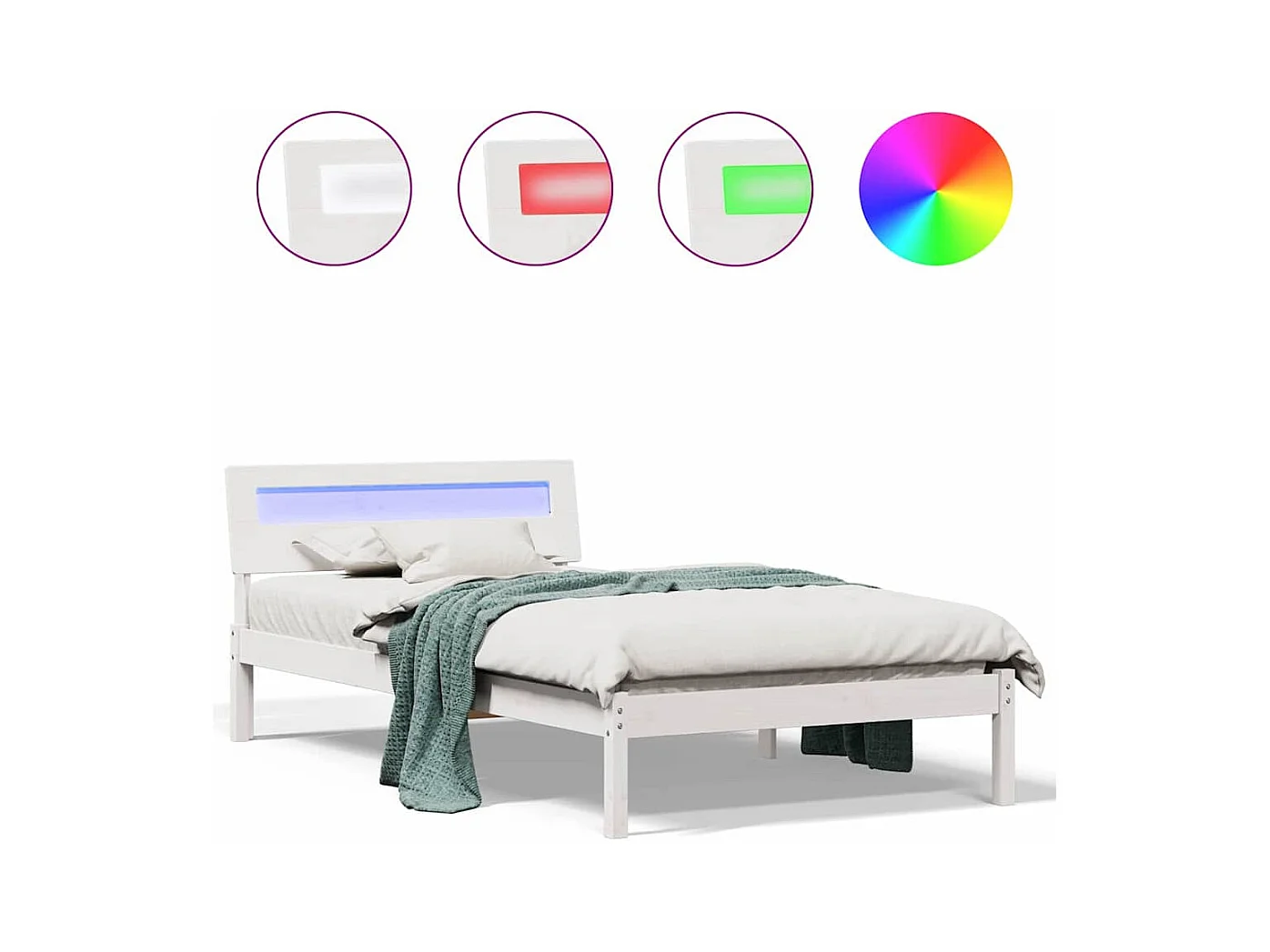 Bedframe met hoofdeinde Wit 80 x 200 cm Massief grenenhout