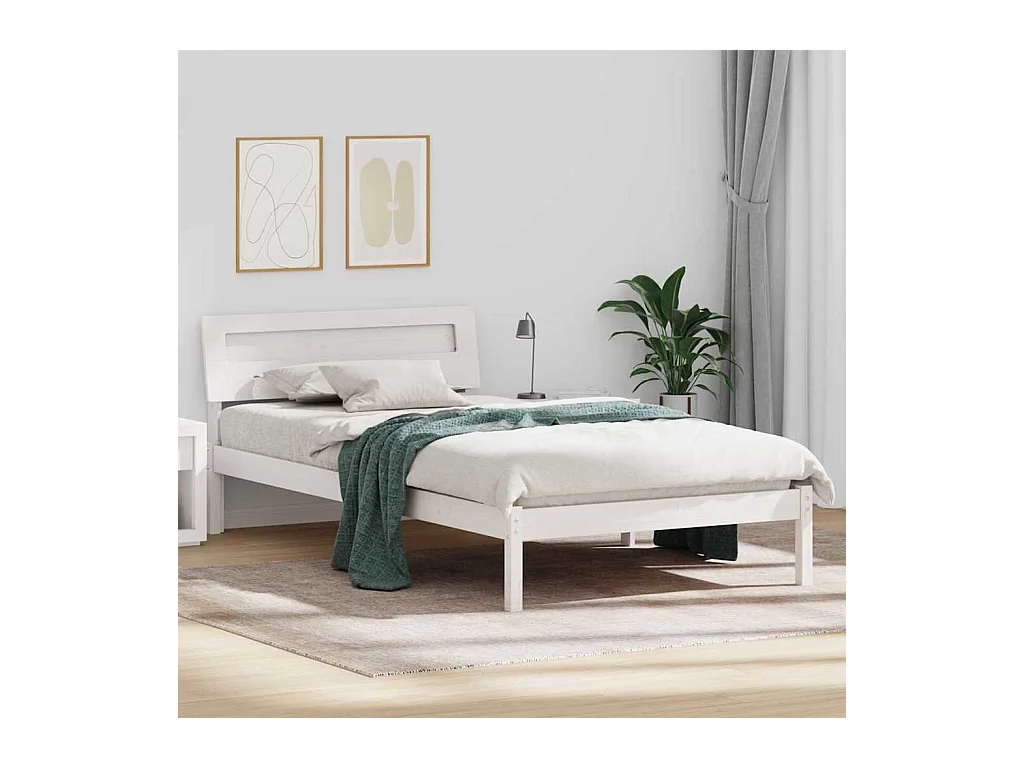 Bedframe met hoofdeinde Wit 80 x 200 cm Massief grenenhout
