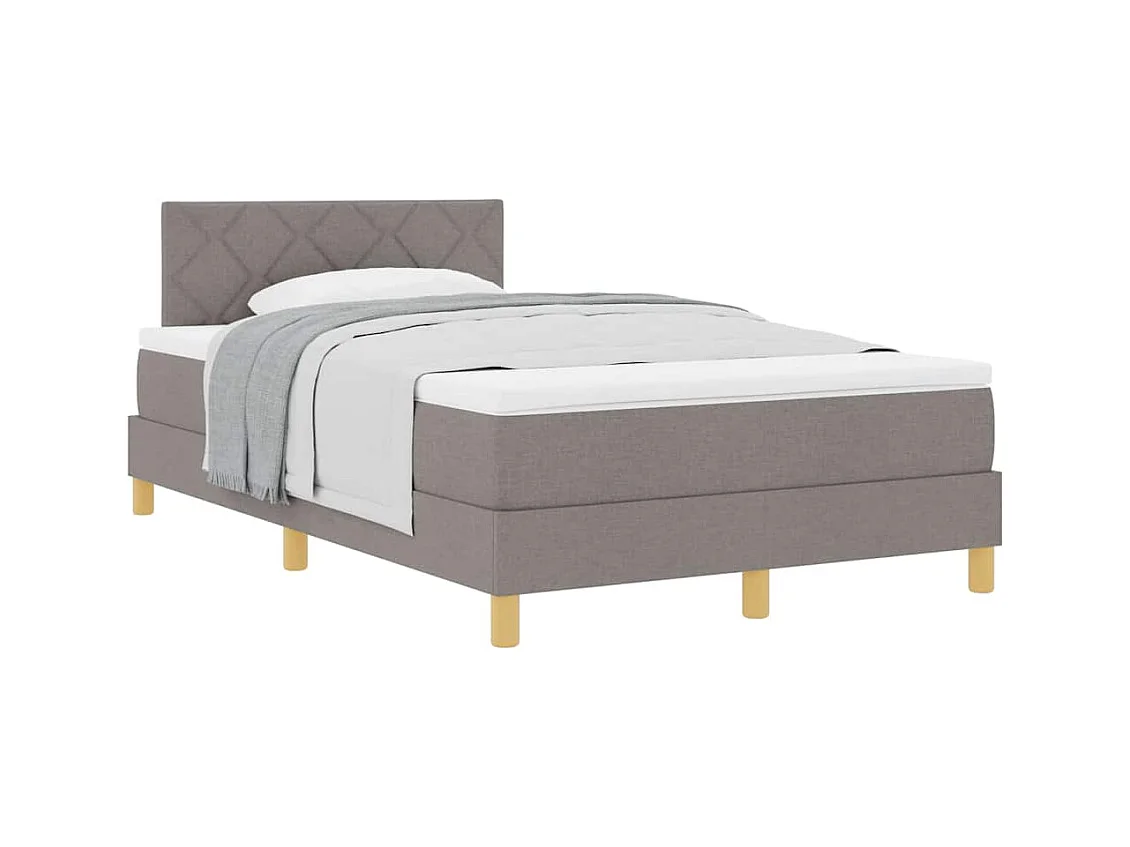 Cadre de lit avec matelas Taupe 120 x 200 cm tissu