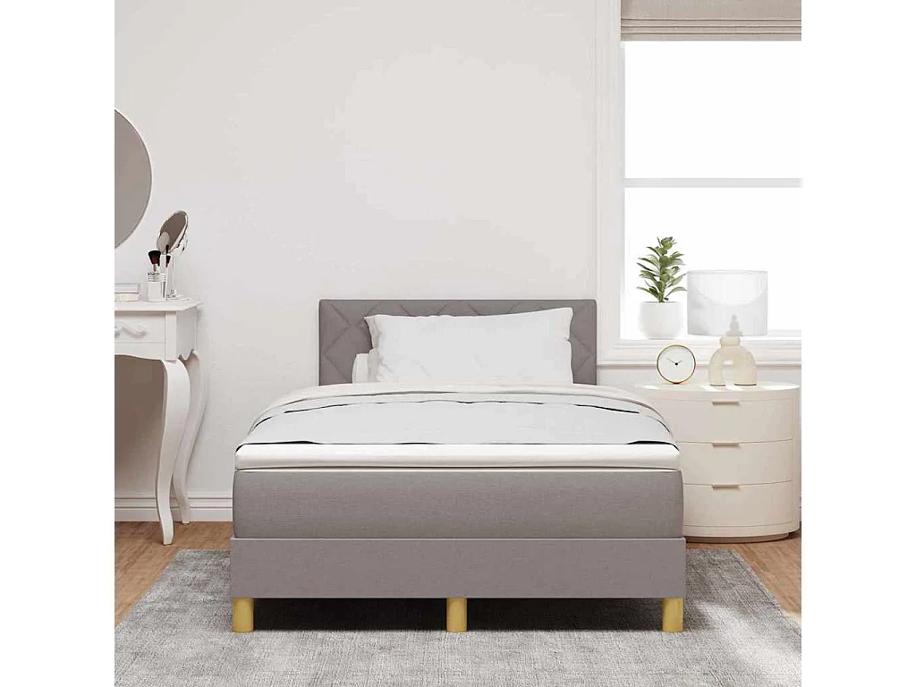Cadre de lit avec matelas Taupe 120 x 200 cm tissu