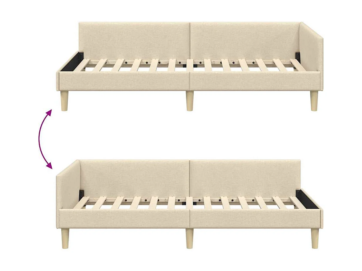 Estructura de cama en esquina Otro Manual Crema 80 x 200 cm