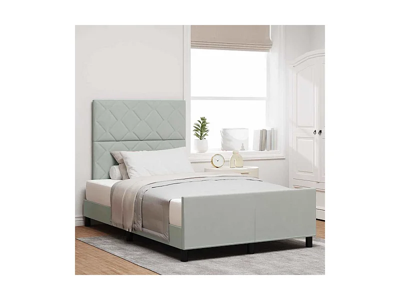 Cadre de lit avec tête de lit Gris clair 120 x 190 cm Velours