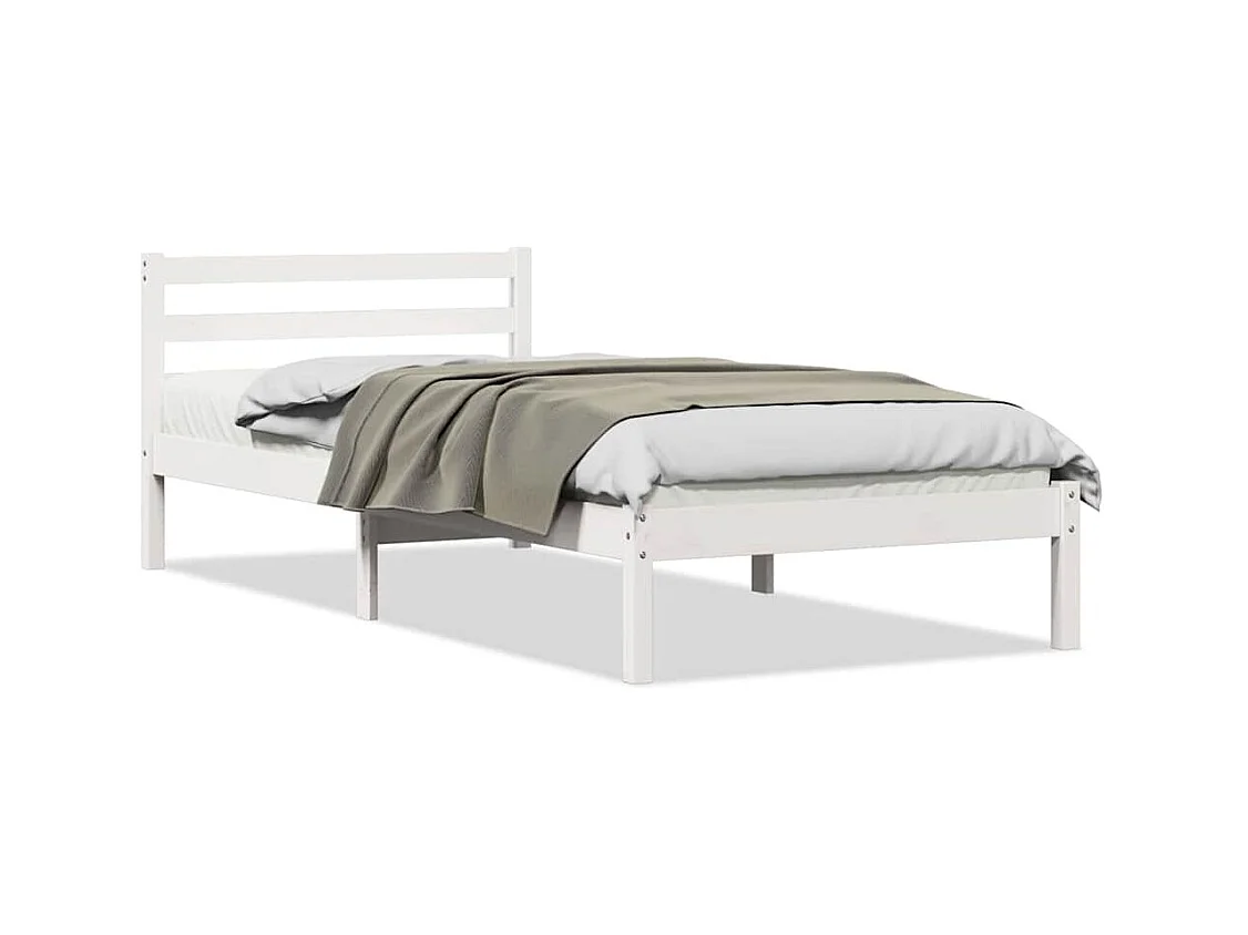 Cadre de lit Blanc 220 x 100 cm Bois massif en pin