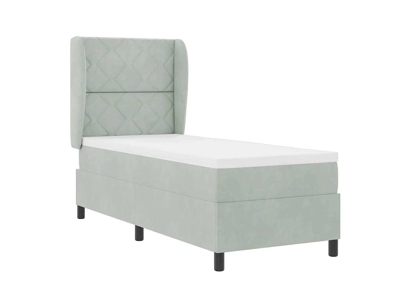 Cadre de lit avec matelas Gris clair 80 x 200 cm Velours