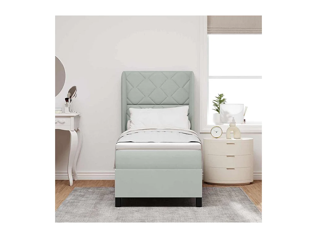 Cadre de lit avec matelas Gris clair 80 x 200 cm Velours