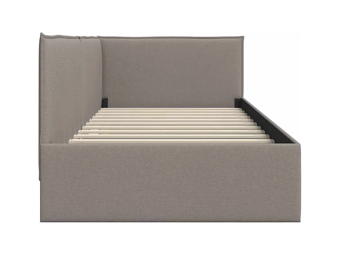 Cadre de lit d'angle avec tête de lit Taupe 90 x 190 cm tissu