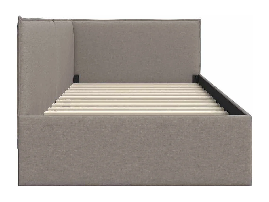 Cadre de lit d'angle avec tête de lit Taupe 90 x 190 cm tissu