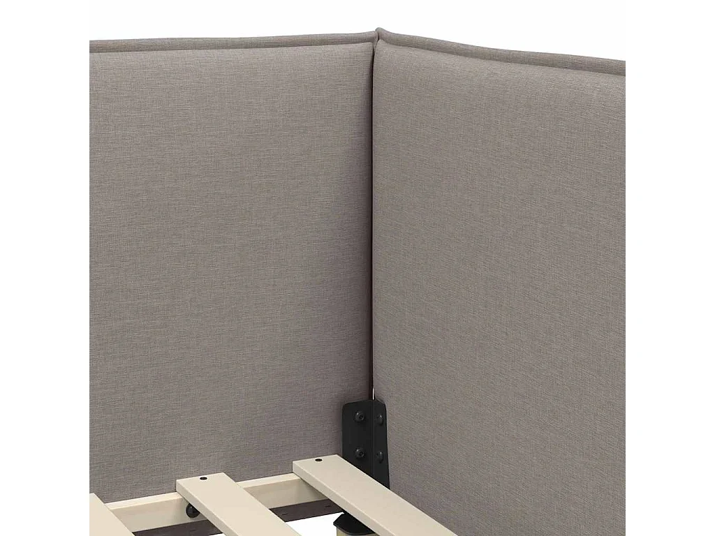 Cadre de lit d'angle avec tête de lit Taupe 90 x 190 cm tissu